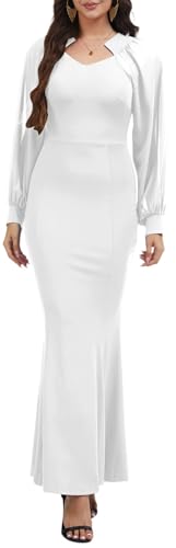 Image of Women's Elegant Formal Mermaid Maxi Dress Off Shoulder Long Sleeve Wedding Split Evening Gown Prom Cocktail Party Dresses
