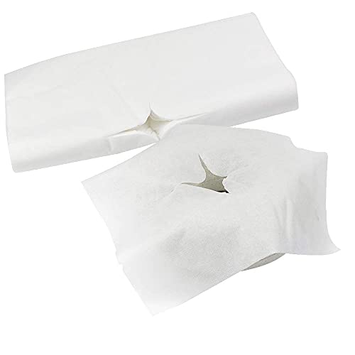 OKEKON Disposable Face Cradle Covers â€“ Ultra Soft Non-Sticking Massage Face Covers/Headrest Covers for Massage Tables & Massage Chairs Spa Salon Massage Headrest Cover, 100 PCS (White)