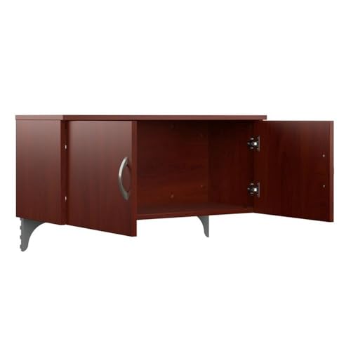 Bush Business Furniture Office in an Hour 65W L Shaped Cubicle Desk with Storage, Drawers, and Organizers in Hansen Cherry | Modern Computer Table Set with Privacy Panels for Commercial Workspace