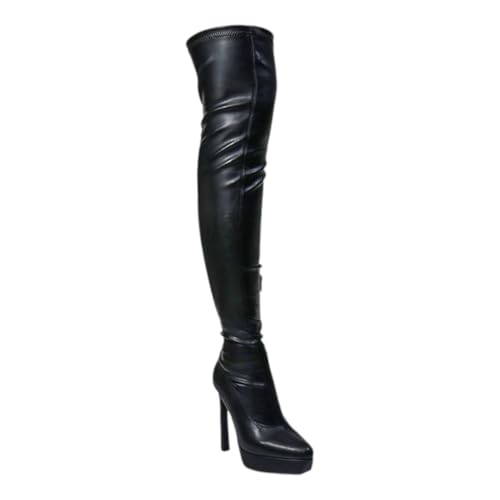 Liliana Women's Over Knee High Stiletto Platform Heel Thigh High Boots