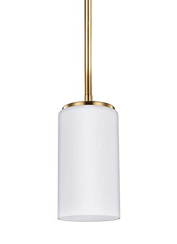 Image of Generation Lighting 6124601-848 Alturas One - Light Mini Pendant Hanging Modern Fixture, Satin Brass, 100 Total Watts, 7.188 Inch Height, 3.5 Inch Diameter, Steel Construction