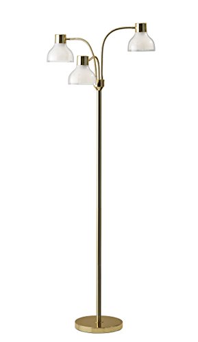 Adesso 3566-04 Presley 3-Arm Floor Lamp, 69 in, 3 X 40W Incandescent/ 13W CFL, Shiny Gold, 1 Indoor Lighting