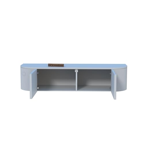 Image of 48 Inch Wall Mounted Floating TV Unit with Storage Cabinet for Living Room | Modern Wooden Entertainment TV Cabinet for LED TV up to 55 Inch | Wall Mounted TV Console Unit | White Finish