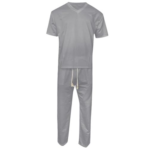 Combinaison d'été respirante homme avec t-shirt col v et pantalon ample à poches