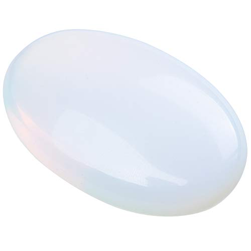 UFEEL Opalite Palm Stone Crystal - Natural Chakra Reiki Polished Healing Love Oval Pocket Worry Stone Crystals for Anxiety Stress Relief Therapy