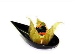 Canape King Plastic Teardrop Dish – Black Reusable Mini Plates – Elegant Serving Bowls for Sushi, Appetizers & Desserts – Stylish Plastic Tableware for Catering, Weddings, Buffets & Parties (50)