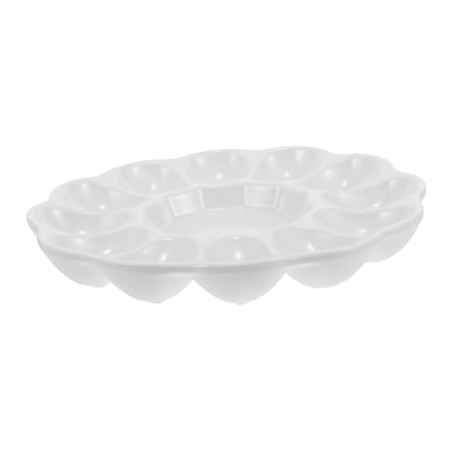 MUCKLILY Ceramic Deviled Egg Tray Cavity Easter Egg Platter for Serving Egg Holder Dish for Parties and Gatherings Elegant and Functional Serving
