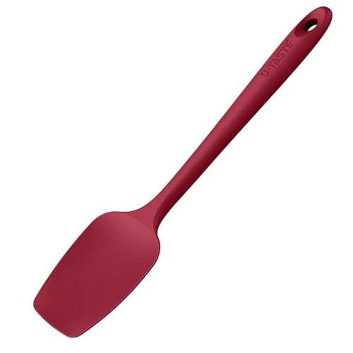 U-Taste Spatule à Cuillère en Silicone: 250℃ Résistante à la Chaleur Maryse en Caoutchouc sans Soudure Flexible, Cuisson Ustensile de Cuisine pour Mélanger Remuer Racler (29cm, Rouge)