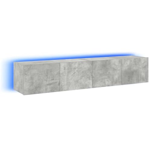 vidaXL Modern TV Wall Cabinets with LED Lights and Ample Storage Room – Stylish and Versatile Living Room Furniture, Concrete Grey