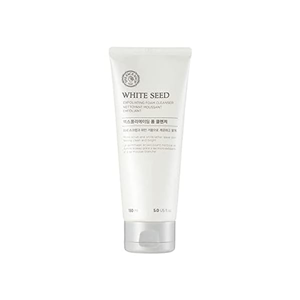 The Face Shop White Seed Exfoliating Cleansing Foam | Face Wash, Deep Clean, Complexion Brightening, Dead Skin Removal | Skin Texture & Clarity Improvement, Dullness Reducing, 5.07 Fl Oz
