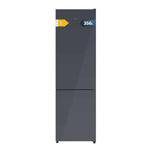 Cecotec Frigorifero Combinato Bolero CoolMarket Combi 356i Grey Glass E. Total No Frost, Sistema di Raffreddamento Multiflow, Classe E, Design Elegante in Vetro Grigio, Silenzioso, Alta Efficienza