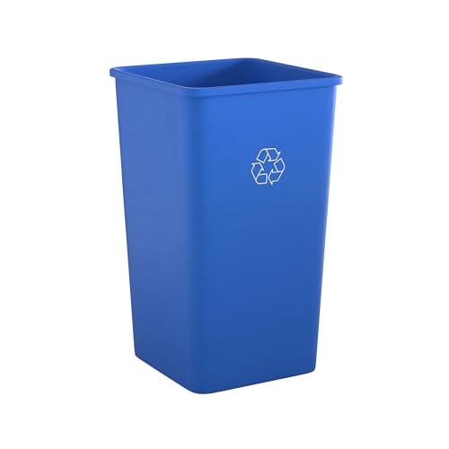 Image of Square Commercial Trash Can (Trash Can, Blue, 50 Gallon)