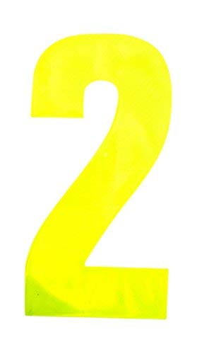 Bulk Hardware BH04963 High Visibility Self Adhesive Plastic Reflective Mailbox, House Wheelie Bin Number 2, 150mm (6 inch) - Yellow