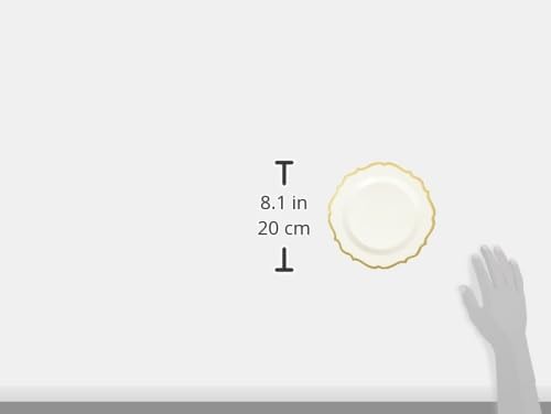 Miniatura 3 de Blue Sky Contemporary Collection - Platos de plástico blancos con borde dorado, vajilla desechable de 7.5 pulgadas (10 unidades) para eventos y