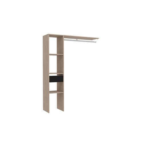 Concept-Usine | Vestidor de Madera | 1 Armario + 3 estantes + 1 cajón | Armario para Ropa de Zapatos | Elysee Madera | 138 x 40 x 180 cm | para guardabosques organizar Dormitorio vestidor