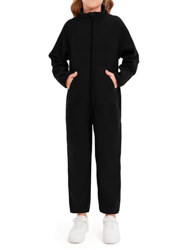 rrhss Girls One Piece Pajamas Long Sleeve Zip-Front Fleece Blanket Sleeper with Pockets 5-14 Years