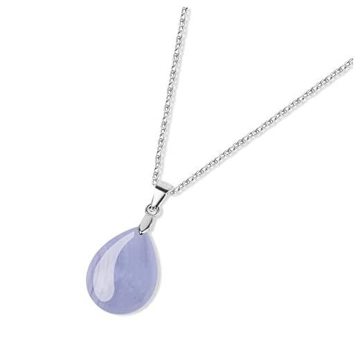 GAVU Teardrop Blue Lace Agate Womens Crystal Necklace