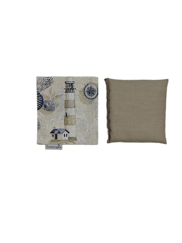 Saco Térmico de Semillas para Microondas - 15 x 15 cm - Doble Uso Frío o Calor - Alivio Natural para Cólicos y Dolor Muscular - Relleno de Trigo y Lavanda - Estampado Marinero - SACOTERAPIA