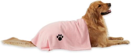 Image of Bone Dry Pet Grooming Microfiber Towel, Embroidered Collection, X-Large,41x23.5, Pink (Pack of 12)