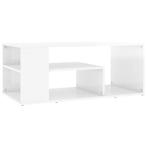 Vidaxl Tavolino Da Salotto Bianco Lucido 100X50X40Cm Legno Multistrato