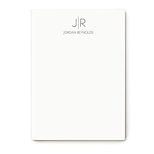 Professional Personalized Notepads - Small Notepad 5x7 w/ 50 Printed Sheets – Monogrammed Personalized Stationery Customizable Up to 8” x 10” – Simple & Classy Desk Supplies – Thin Line Notepad
