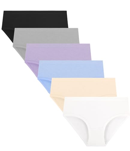 BAMBOO COOL Teen Girls Seamless Underwear Soft Stretchy Tagless Panties Moisture-Wicking Breathable Briefs 7-16 Years 6 Pack