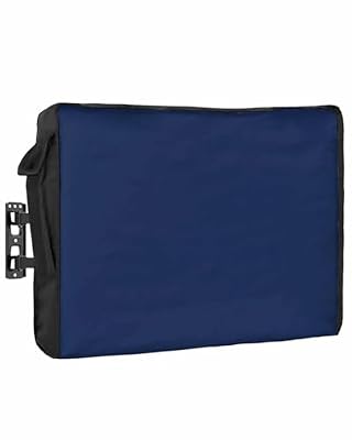 Navy Blue Waterproof Outdoor TV Cover 80-85 Inch Weatherproof,Outside Television Cover TV Screen Protector with Remote Control Pocket,Contemporary Minimalist Abstract Solid Color