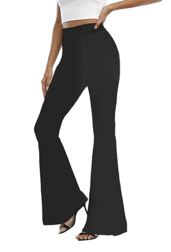 Image of WSPLYSPJY Women's Print Stretch Bell Bottom Flare Palazzo Pants Trousers