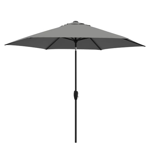 Image of KETTLER 2.5m Wind Up Garden Parasol with Auto Tilt & Night Cover, UV50+ Sun Protection, Aluminium Frame, Patio Umbrella (Slate)
