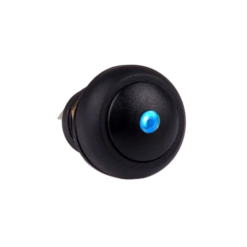 Interrupteur bouton poussoir autobloquant 12V 12mm IP67 LED bleue 2.4V - 3