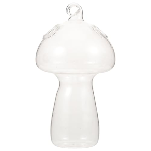 ZUNOXAZ 耐熱ホウケイ酸ガラス製壁掛けマッシュルーム型透明フラワーベース 水耕栽培対応観葉植物鉢 壁面装飾用テラリウムプランター イン