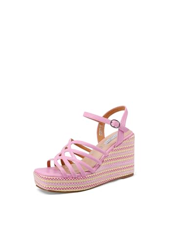 QUEEN HELENA Cuñas Sandalias Altas con Correa Casual Mujer ZM9978, Rosa Pu, 41 EU