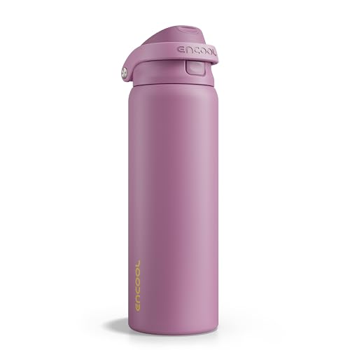 Image of ENCOOL Leakproof Insulated Water Bottle with Straw Dual-Sip Water Bottle Bag-Safe Design for Work, Commute & Gym - Keeps Drinks Cold All Day, 32 oz, Mountbatten Pink