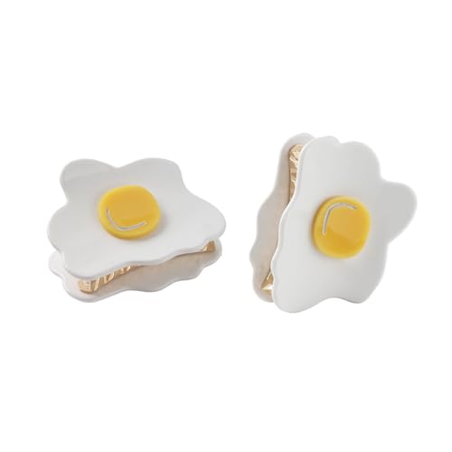 2Pcs Adorable Poached Egg-Shaped Hair Clips Claws with Decorative Headdress for Women image 2