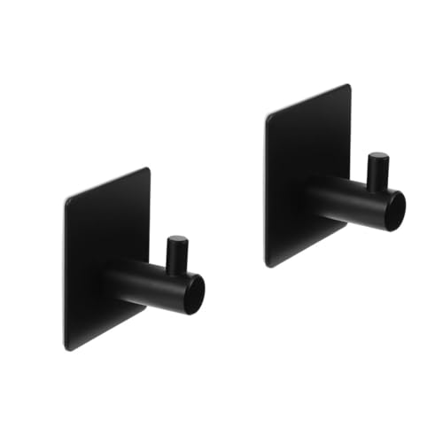 HOMSFOU 2 Piezas Perchero Percha De Baño Montado Ganchos Adhesivos Pared Resistente Gancho Colgante De Pared Deber Toallero Para Puerta De Baño Ganchos Para Baños Acero Inoxidable Black