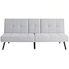 Serta Larken 65 Convertible Futon Sofa, Short Twin Size, Modern, Center Console w/Cup Holders, Dream Coil Comfort, Fingerguard Pinch Point Protection, Soft Woven Polyester Fabric, Light Gray