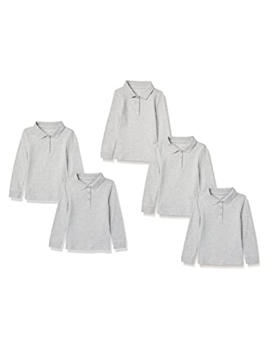 Image of Amazon Essentials Girls and Toddlers' Long-Sleeve School Uniform Interlock Polo Shirts