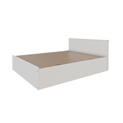 Image of VIKI Vault King Size Bed with Storage (70x80) | Engineered Wood Bed Frame for Bedroom | Modern Box Storage Cot | Frosty White Finish | Free Assembly | 1 Year Warranty