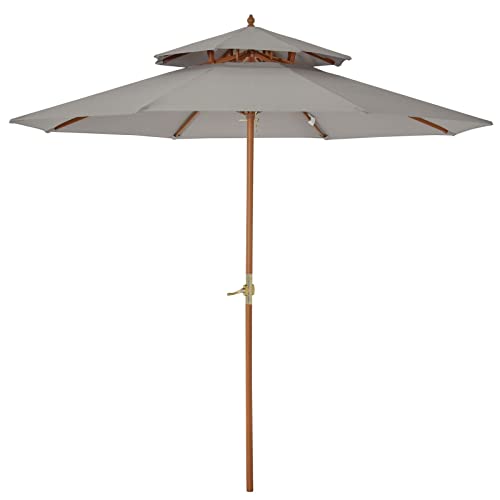 Parasol bois gris grand format pour plage balcon et jardin public
