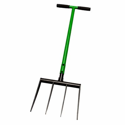 Grabegabel Broadfork mit 4 Carbonstahl-Zinken Bodenlockerer für Garten & Gemüsebeet 31 cm Arbeitsbreite 105 cm Gesamtlänge Manuelle Bodenbelüftung ohne Umgraben - Robuste top Qualität