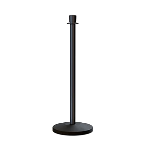 Montour Line Cline Post and Rope Stanchion, Sloped Base, (Black Post, Crown Top tapped for Sign Frame)