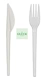 STMK 200 teiliges Set Einwegbesteck Messer & Gabel + gratis Glück Aufkleber