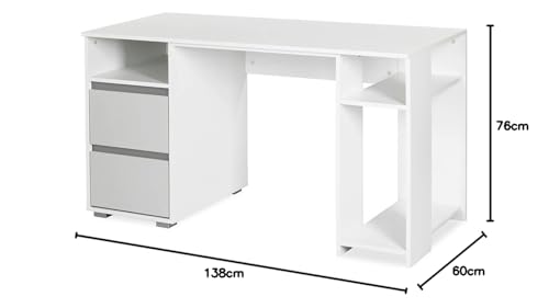 Bureau de jeu avec tiroirs blanc meuble informatique - 3