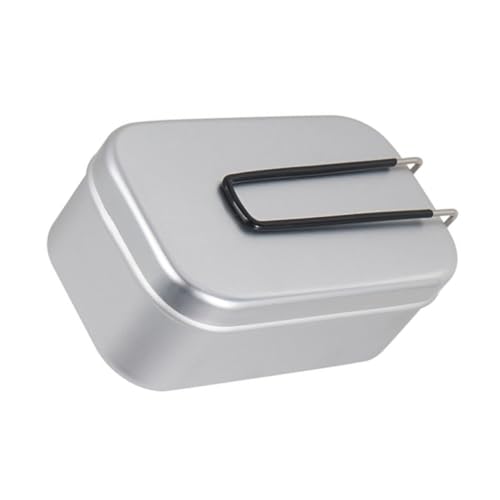 Artibetter Fiambrera de Aluminio Blanca para Acampar Asa Plegable Caja Bento Portátil Resistente y Ligera Adecuado para Picnic Mochilerismo y Uso al Aire Libre