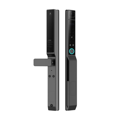 Swokely 2.4Ghz WiFi Smart Keyless Entry Door Lock, Handle Water Proof Aluminum Biometric Door Lock TY App for 40-120mm Thickness Office Home Bedroom (Black)
