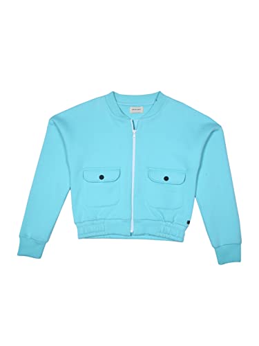 Image of Gini & Jony Girls Sky Blue Plain Knits Jacket