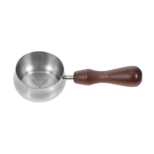 Amosfun Stainless Steel Extraction Cup Espresso Cup Wooden Handle Milk Warmer for Coffee Sauce