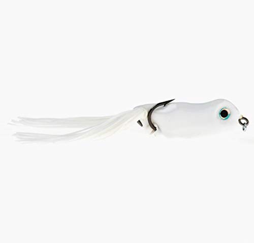 Scum Frog Pro Series Topwater Bass Fishing Hollow Body Frog Lure with Weedless Hooks, Bright White