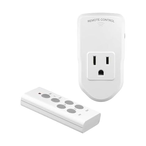 BN-LINK Wireless Remote Control Electrical Outlet Switch for Lights, Fans, Christmas Lights, Small Appliance, Long Range White 10A/1200W, 1 Remote + 1 Outlet Cover