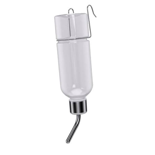Fdit Bouteille d'eau pour Animaux de Compagnie avec Boule Roulante en Acier Inoxydable, Distributeur Anti-Fuite de 350ml pour Chiens, Lapins, Cochons d'Inde, Cage de Voyage (Grande Taille)